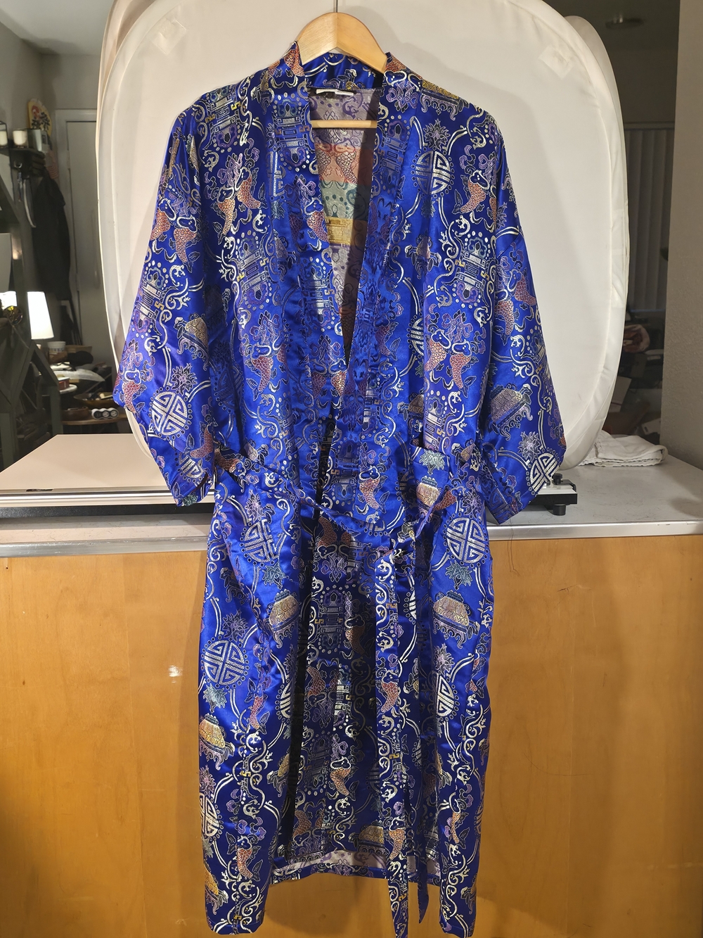 Vintage Tangyu Royal Blue Loungewear Robe - One Size